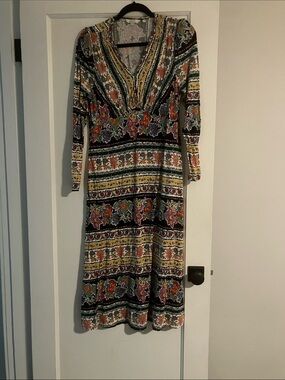 Boden Multicolor Floral Stripe Long Sleeve Maxi Dress